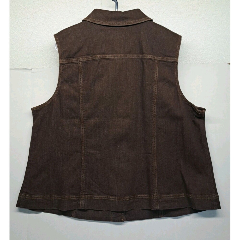 D&CO Brown Denim Sleeveless Vest Button Down Women's Size 2XL - Picture 2 of 7